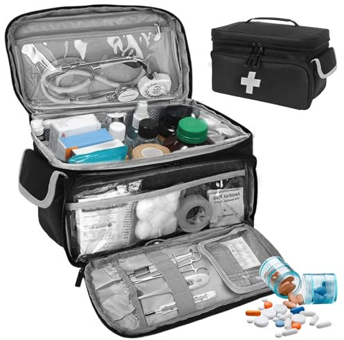 Notfalltasche Leer - Erste Hilfe Tasche, Reiseapotheke Tasche mit Griff, Medizinische Tasche, Tasche für Krankenschwester, Medizintasche Reise für Häusliche Pflege Notfall Reisen