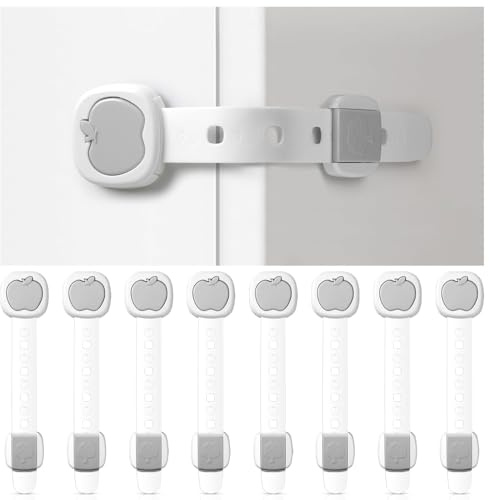 Cerraduras Adhesivas de Seguridad para Puertas Bebe y Niños, Cierre Seguridad Cajones Bebe Protector Cierres Para Armarios, Ventanas, Nevera, Gris, Pack de 10