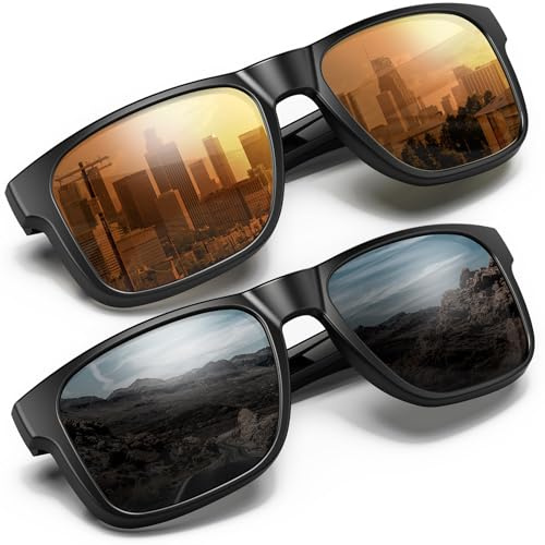 YOZISS Occhiali da Sole Polarizzati per Uomo e Donna, Protezione UV400, Occhiali da Sole Retrò Classici Unisex Ultraleggeri, Adatti per Guidare/Viaggi/Escursioni/Ciclismo/Guida/Pesca