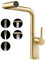 Warmiehomy 5 Modes Kitchen Taps Mixer with Pull Out Spray,High Arc 360° Swivel Dual Spout Pull Down Stainless Steel Kitchen Sink Taps,Gold
