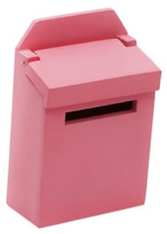 PartyKindom Miniature Mailbox Dollhouse Furniture 1:12 Scale Wooden Flip Letter Box Opening Lid Decorative Mail Holder Model Mini Scene Props (Pink)