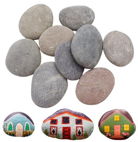 OMJMYY 10 Pezzi Dipingere i Ciottoli 5-8 cm Sassi da Dipingere Rocce Naturali di Disegno Pietre Piatte per Pittura Pietra Dipinta Creativa per Pittura Fai da Te Decorative per Giardino e Acquario