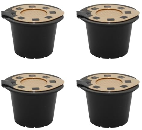 Paquete de 4 cápsulas de café recargables, accesorios de preparación de café, cápsulas de espresso aptas para lavavajillas, con tapa de acero inoxidable, herramienta de preparación