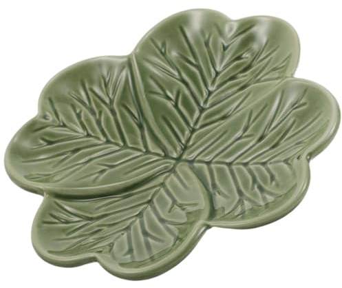 TOYANDONA Plateau à bijoux en forme de trèfle - Plateau décoratif en céramique en forme de feuille - Petit vide-poches pour colliers et bagues - Décoration de Noël pour la maison