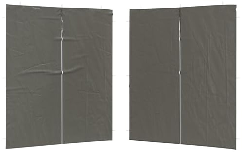 QJBSAVVA Juego de 2 carpas laterales para fiestas, color antracita, 200 x 195 cm, paredes laterales con ventana y cremallera de polietileno, paneles laterales, protección contra el viento, protección