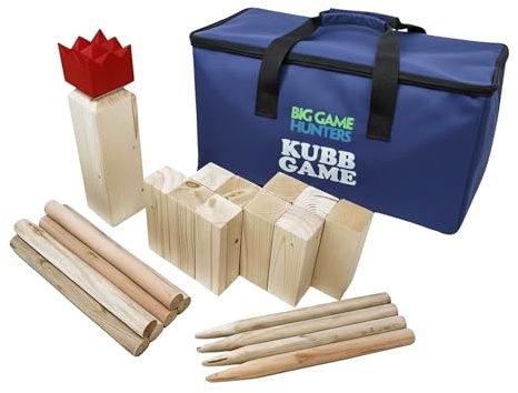 Kubb juego de lanzamiento de ajedrez vikingo, juego al aire libre en una práctica bolsa de transporte