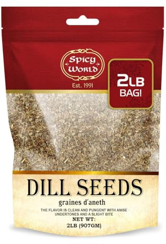 Spicy World Dill Seeds 2 LB Bulk Bag - Whole Spice | Perfect for Pickling and Eating | Resealable Bag