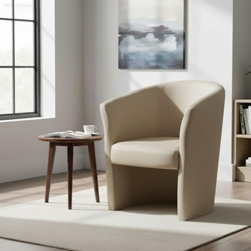 Dmora Poltrona con Rivestimento in finta pelle, Colore Beige, cm 65 x 78 x 60