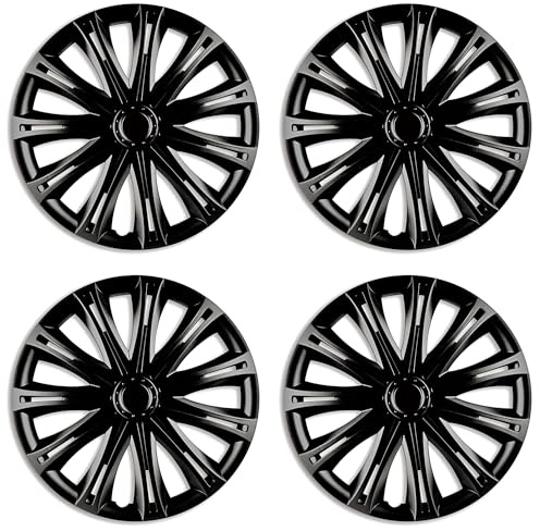 Versaco Car Wheel Trims SPARKBLK17 - Black 17 Inch 11-Spoke - Boxed Set of 4 Hubcaps - Includes Fittings/Instructions