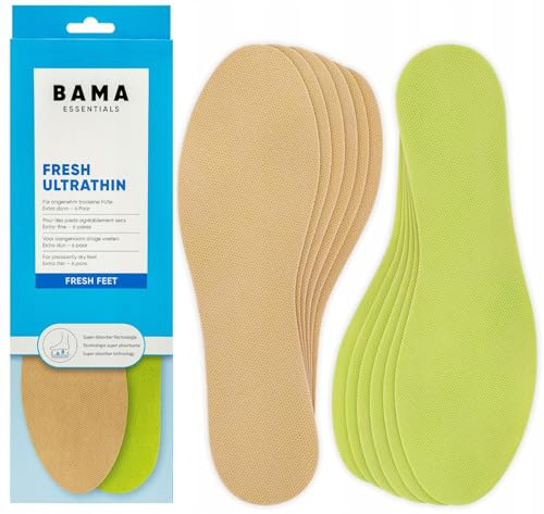 Bama Semelles intérieures ultra-fines Fresh - Semelles intérieures unisexes ultra-fines | Semelles testées dermatologiquement pour des pieds frais 6 paires 37/38 EUR