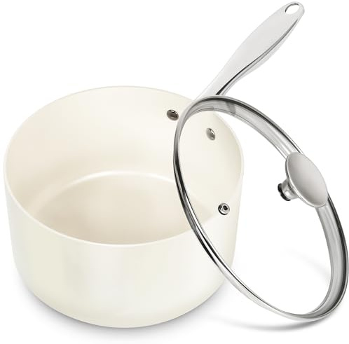 MICHELANGELO 3 Quart Saucepan with Lid, Induction Saucepan with Non-Toxic Ceramic Coating, Nonstick Sauce pan, 3 Qt Sauce pans with Lid, Oven Safe