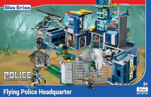 BlueBrixx Kids 107134 - Policía forestal: Estación de policía voladora con 961 elementos de construcción