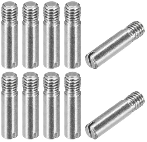 uxcell 10Pcs M6 x 25mm Slotted Cylindrical Pin 304 Stainless Steel Dowel External Thread Locating Pin for Furniture Cabinets