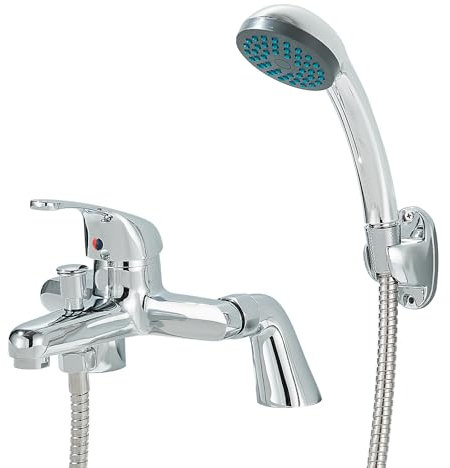 TVTIUO Modern Bathroom Sink Faucet with Shower Mixer, Modern Bathroom Curved Bathtub Shower Mixer with Shower Handle and Hose Brass Base Mounted Single Handle Chrome Faucet