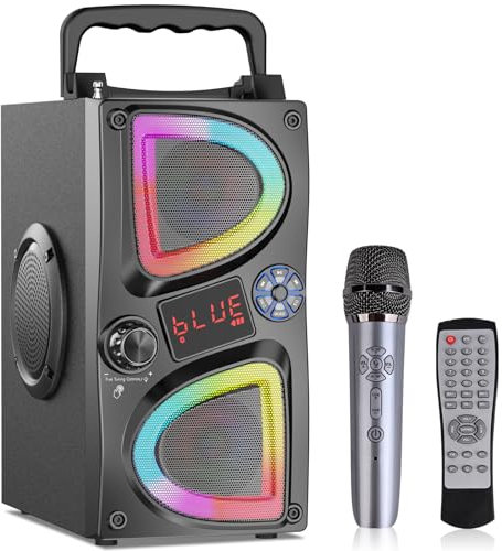 SUPNIU Cassa Bluetooth Portatile, 60W picco Party Wireless Altoparlante Bluetooth con Bassi Profondi, Microfono, Radio FM, Luci, Telecomando, 80dB Loud Boombox Suono Stereo per i Campeggio All'aperto