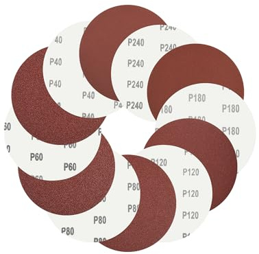 60Pcs 125mm Sanding Discs 40/80/120/180/240 Grit, 5 Inch 8 Hole Hook and Loop Sandpaper for Wood/Metal/Plaster
