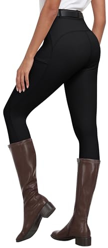 MoFiz Women Equestrian Sports Breeches Horse Riding Leggings Silicon Full Seat Jodhpurs Equestrian Tights Breeches with Pocket Black XL