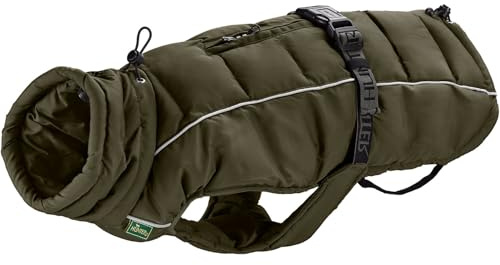 HUNTER Hundemantel Paxson Dachshund, Farbe: Oliv, wasserabweisend & warm gefüttert, idealer Wetterschutz, reflektierend, für kleine Hunde mit langem Rumpf, Größe: 40