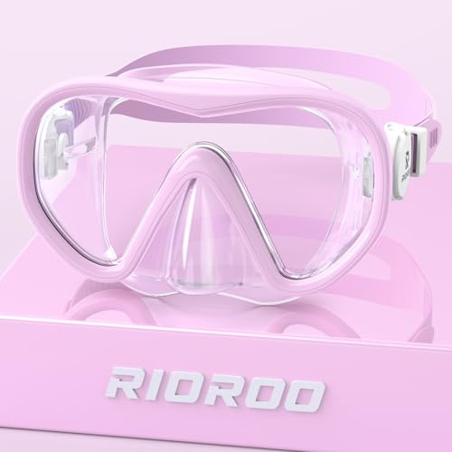 RIOROO Barn snorkelmask, 180° HD panorama, anti-dimma och läckagefria flytande glasögon, lämplig för barn i åldrarna 4-16