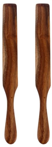 Angoily Spatule à Beurre en Bois Naturel 2 Pièces Racloir à Confiture et Spatule à Fromage Ustensiles Cuisine Résistants aux Rayures pour Tartiner Étaler et Mélanger Cuisine