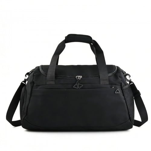 Bolso de Gimnasio Mujer Hombre, Bolsa de Deporte Grande 50 x 23 x 27 cm, Bolsa Deporte Gimnasio, con Compartimento de Zapatos y Pocket Wet, Impermeable, Gym Bag Multibolsillo para Fitness (Negro)