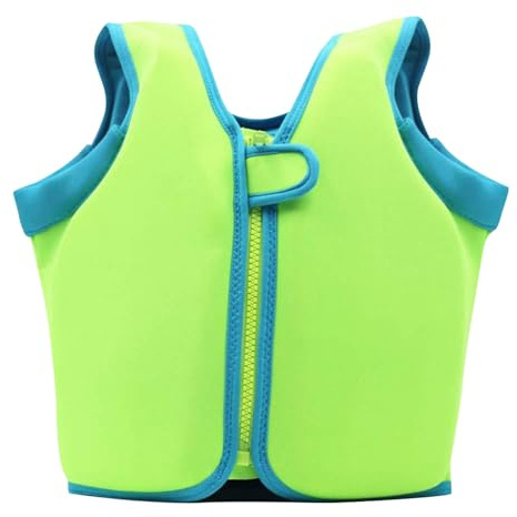 Gilet de natation pour enfants - Veste de natation pour tout-petits - Gilet d'entraînement de natation pour enfants avec bretelles réglables - Pour filles et garçons de 1 à 9 ans, Vert, M