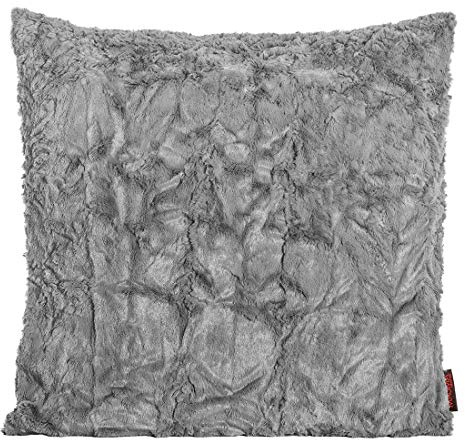 Magma Kissenhülle Fluffy - 50 x 50 cm - Plüsch Kissenhülle Felloptik - sehr flauschig und kuschelig - in vielen Farben, Farbe:Magma_Mittelgrau_005