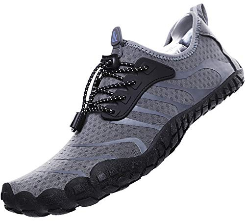 ziitop Water Shoes (Men, Women) - Quick Dry Aqua Swim Shoes, Breathable Water Sports Outdoor Shoes for Pool Beach Surf Walk Yoga, Size 9.5, 10.5, Grey