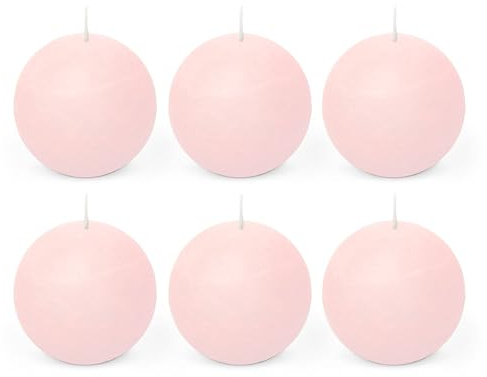 Spaas 6x Candela a sfera in stile rustico 80 mm 24 ore, rosa chiaro
