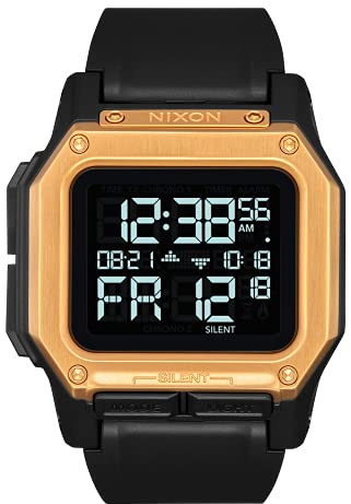 Nixon Herren Armbanduhr Regulus A1180 Digital TR90/TPU 80 Schwarz-Gold 46mm, Wasserdichtigkeit: 10 Bar, A1180-010-00