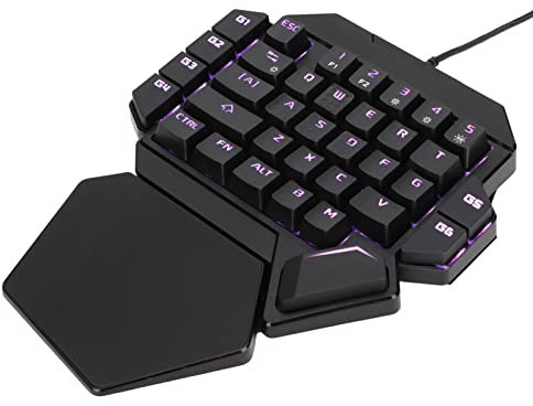 Bewinner One-Handed Gaming Keyboard, Wireless RGB Mechanical Keyboard with Wrist Rest, 6 Programmable Keys, 35 Keys Portable Mini Half Keypad for PC Gamer