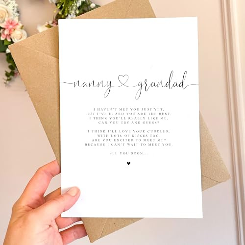 Nanny & Grandad to be Poem Pregnancy Announcement A5 Greeting Card with envelope, Pregnancy Reveal, Nanny Grandad to be, Pregnancy Announcement
