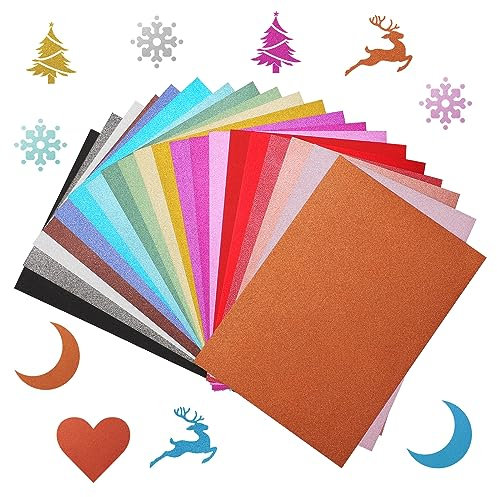 Glitzerpapier zum Basteln 50 Bögen, sitarcmin 250G/M² Glitzerpapier A4 Bastelpapier Glitzer Glanzpapier zum Basteln, Mehrfarbige Glitterkarton zum Basteln und Gestalten