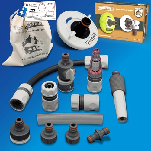 MaJoCompTec® CONNECT-30 Set de Tanque de Agua para Autocaravana | Accesorios de Tapa de Tanque para Caravana (Set de Conexión con Filtro, Paquete con Adaptador de Tanque de Agua 3 Pin D:78)