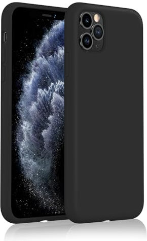 aaaioe Liquid Silicone Case for iPhone 11 Pro Max Case, Gel Rubber Full Body Protection, Soft Ultra Slim Protective Shockproof Phone Case, Anti-Scratch Microfiber Lining, 6.5 Black