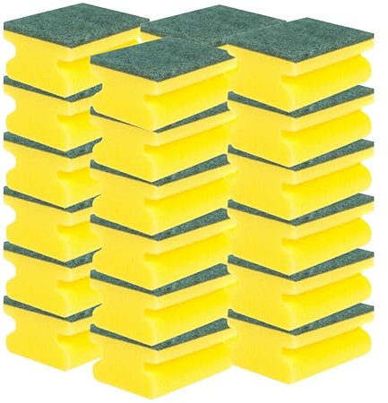 HOMESHOPA Handgrip Scrub Sponges, 24 Pack Non-Scratch Extra Hand Grip Super Absorbent Scrubbing Scourer, Dual-Sided Dishwashing & Cleaning Scrub, Reusable Washing Up Pads Kitchen Bathroom Pots Pans