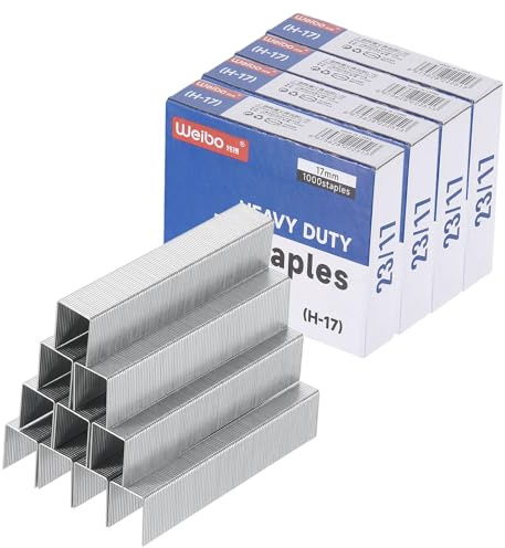 PATIKIL 23/17 Agrafes pour Agrafeuse, 4 Boîtes de 4000 Pcs, Longueur de Jambe de 11/16, Agrafes Standard à Pointe Plate et à Enclume, Sans Bourrage, pour Fournitures de Bureau, Argenté