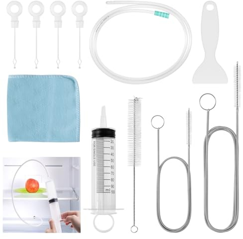 10 Pezzi Kit Pulizia Frigorifero, Accessori Frigorifero, Pulizia Tubi Scarico, Set Pulizia Frigorifero, Pulizia Frigorifero Foro di Scarico, Spazzola Pulizia Del Frigorifero per Frigorifero Lavello