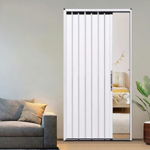 Porta a Soffietto da Interno Porte Pieghevoli Insonorizzate per Camera da Letto, Porta Divisoria in Alluminio Bianco a Soffietto, Porta Divisoria per Scale/ingresso/armadio/privacy con Serratura(95x20
