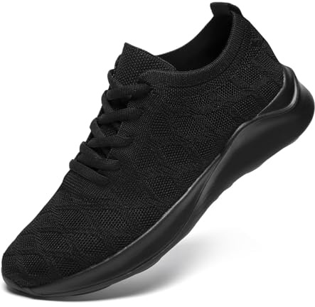 VGPSFN Mens Trainers Running Shoes Sport Walking Sneakers Casual Slip on Walking Shoes Lightweight Gym Workout Shoes Fashion Sneakers Breathable Mesh Fashion Sneakers Black Size 10