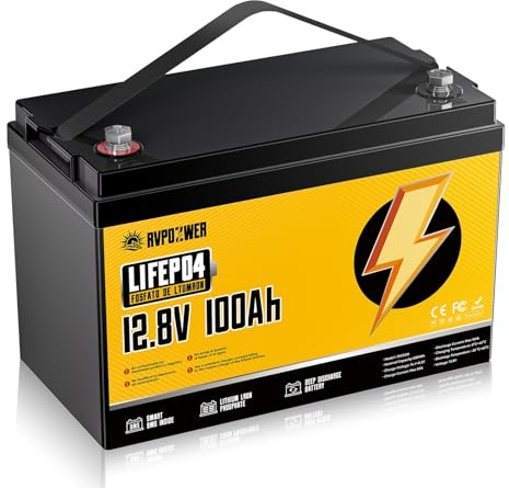 Rvpozwer 12V 100Ah LiFePO4 Battery, Built-in 120A BMS, 15000 Deep Cycles, Group 31, Lightweight Lithium Iron Phosphate Battery for Home Energy, RV, Trolling Motor, Marine, Solar, Off-Grid
