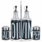 Villa d'Este Home Tivoli 1996 Set condimento olio, aceto, sale e pepe in vetro e acciaio inox, stand in ferro, nero, Bigismore