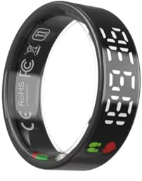 Fasizi Cardiofrequenzimetro Smart Ring con display touch, diametro interno 18,2 mm, custodia di ricarica wireless nera