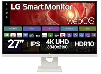 LG SMART Monitor 27U731SA-W, 4K UHD IPS 27 inch, 60Hz, 5ms GtG, HDR10, Wi-Fi, Bluetooth, Home office - Remote Desktop, Airplay, webOS smart apps with remote, Speakers, HDMI, USB-C, White