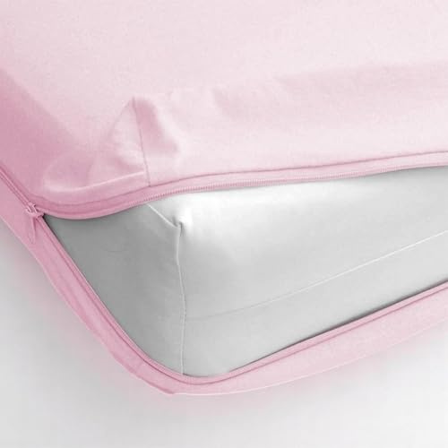 Super Mundo - Funda de colchón con Cremallera 80 x 190/200 cm, Protector de colchón, Transpirable antiacaros Absorbente (Rosa, Cama 80 x 190/200 cm)