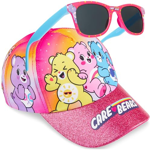 Disney Stitch | Hello Kitty | Care Bears Set Gafas de Sol y Gorra Niña, Protección UV400, Gorra Ajustable, Accesorios de Viaje, Regalo para Niña