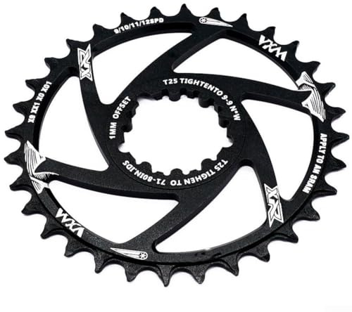 Jotekonoby Plateau ovale en alliage d'aluminium pour vélo à montage direct, 32T/34T/36T/38T Disque de plateau à vitesse unique avec décalage de 1 mm, dents négatives positives étroites et larges (30T)