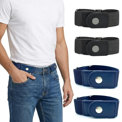 GWEOR 4 Pezzi Cintura Senza Fibbia Uomo Donna, Cintura Uomo Elastica Tattica Senza Fibbia, Per Jeans, Lavoro, Tempo Libero, Business E Viaggio