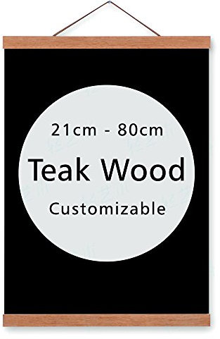 UniBridge DIY Natural Wooden Magnetic Photo/Picture/Canvas Painting/Poster Hanger for Home Decoration Wall Art - Teak Wood 40 cm (16 inch) with Cord