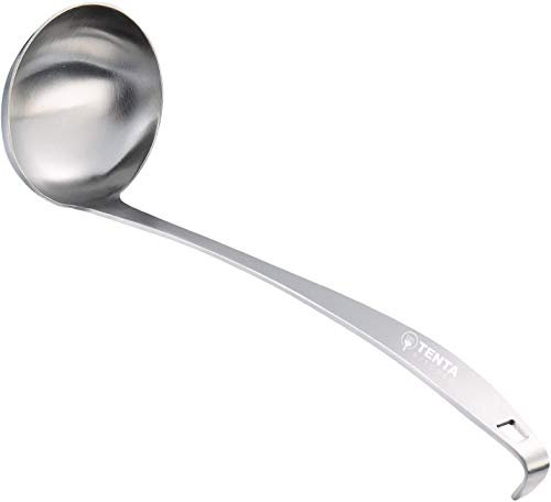 TENTA KITCHEN 3oz/85ml Stainless Steel Small Soup Ladle Spoon,11.5x 3.6 – One-piece Professional Ladle With Hook And Hole For Convenient Hanging